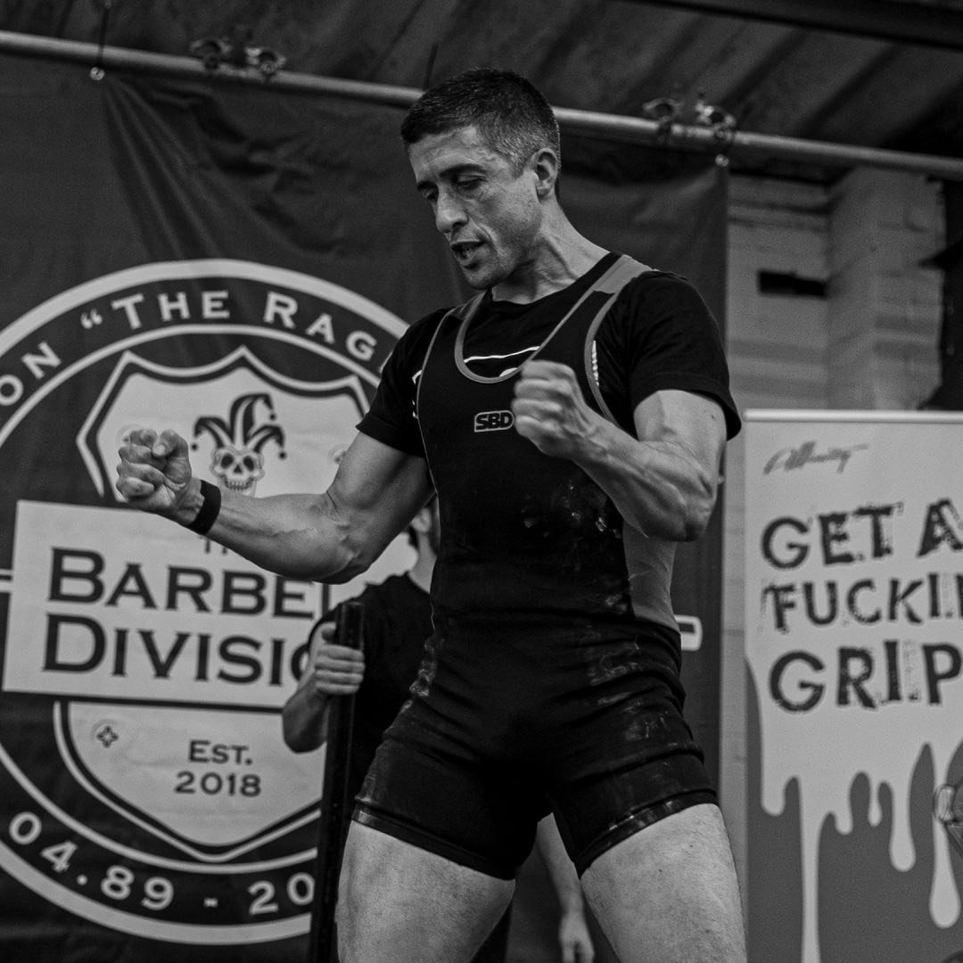 Mark Hassell competing in a strength event